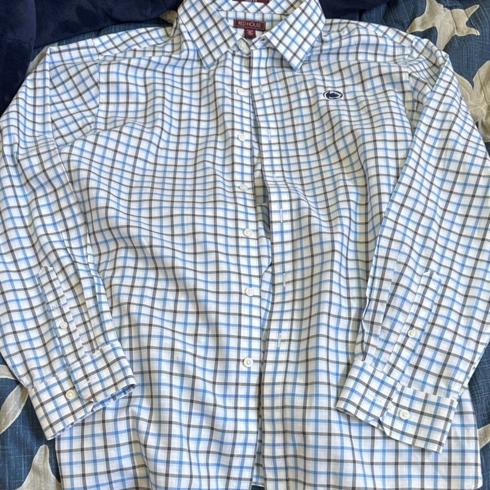 Red House Men's Nittany Lions Blue and White Checkered Shirt - Picture 7 of 7